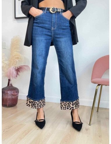 Jeans con fodera animalier