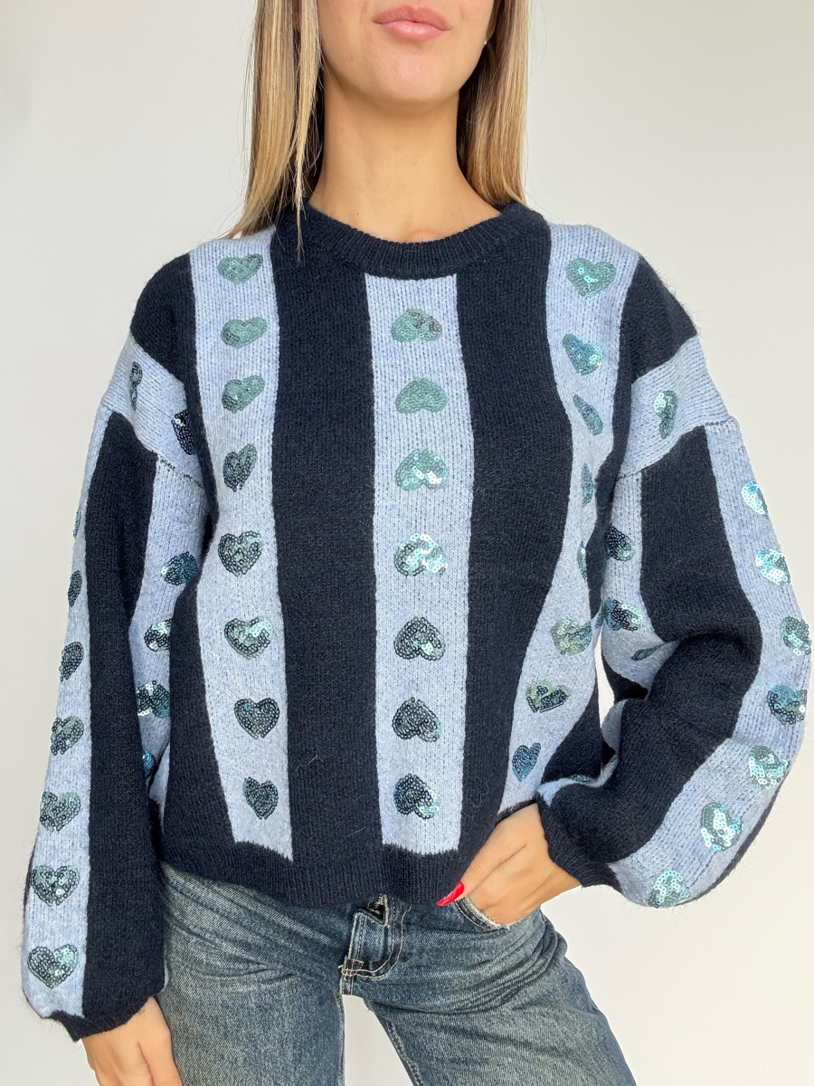 Maglione cuori paiettes