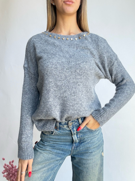 Maglione borchie girocollo