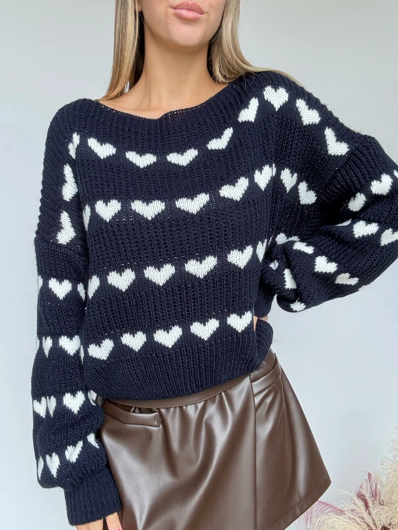 Maglione cuori crop