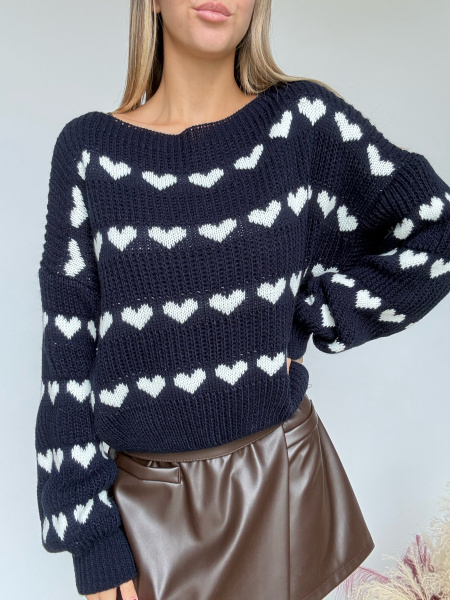 Maglione cuori crop