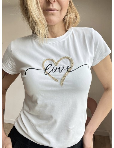 T-Shirt cuore ricamato love